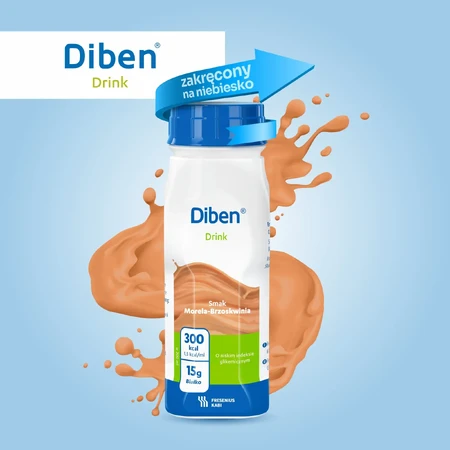 Diben Drink, voedingspreparaat, abrikozen- en perziksmaak, 4 x 200 ml
