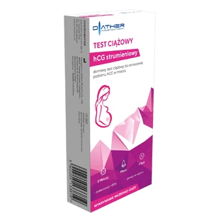 Diather, streaming hCG pregnancy test, sensitive 25 mIU/ml, 1 pc