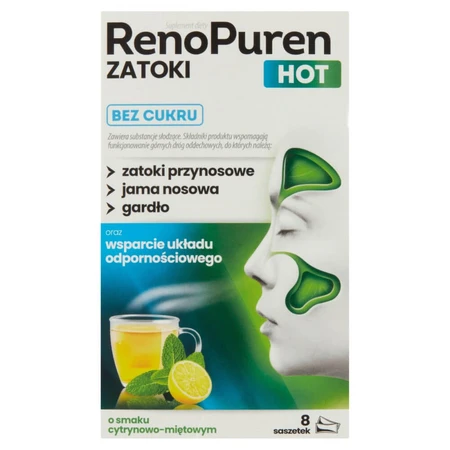 RenoPuren Zatoki Hot suikervrij, citroen-munt, 8 zakjes