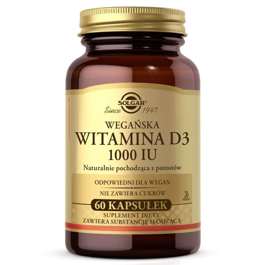 Comprar Solgar Vegan Vitamina D3 1000 UI, 60 cápsulas Solgar Vegan Vitamina D3 1000 UI, 60 cápsulas