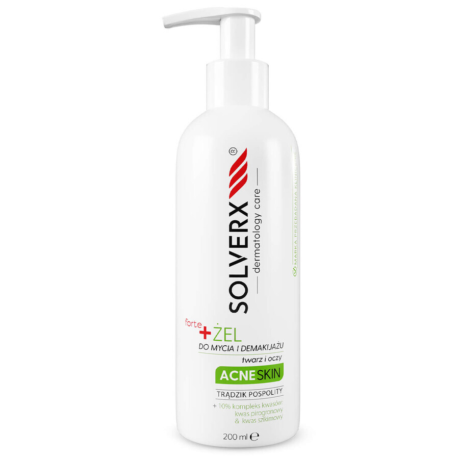 Cumpără Solverx Acne Skin Forte, gel de curățare și demachiere pentru față și ochi, 200 ml Solverx Acne Skin Forte, gel de curățare și demachiere pentru față și ochi, 200 ml