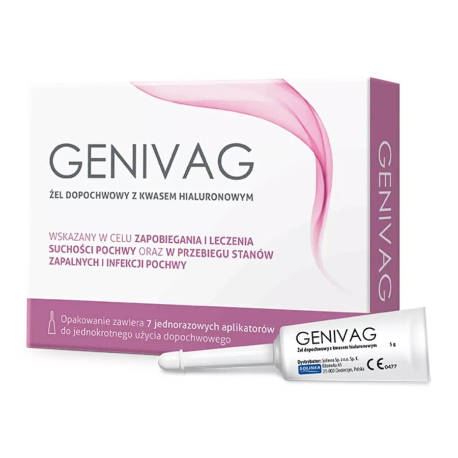 Genivag, vaginal gel with hyaluronic acid, 5 gx 7 applicators