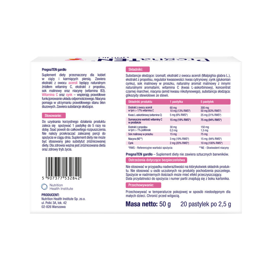 PregnaTEN Throat, 20 tablets