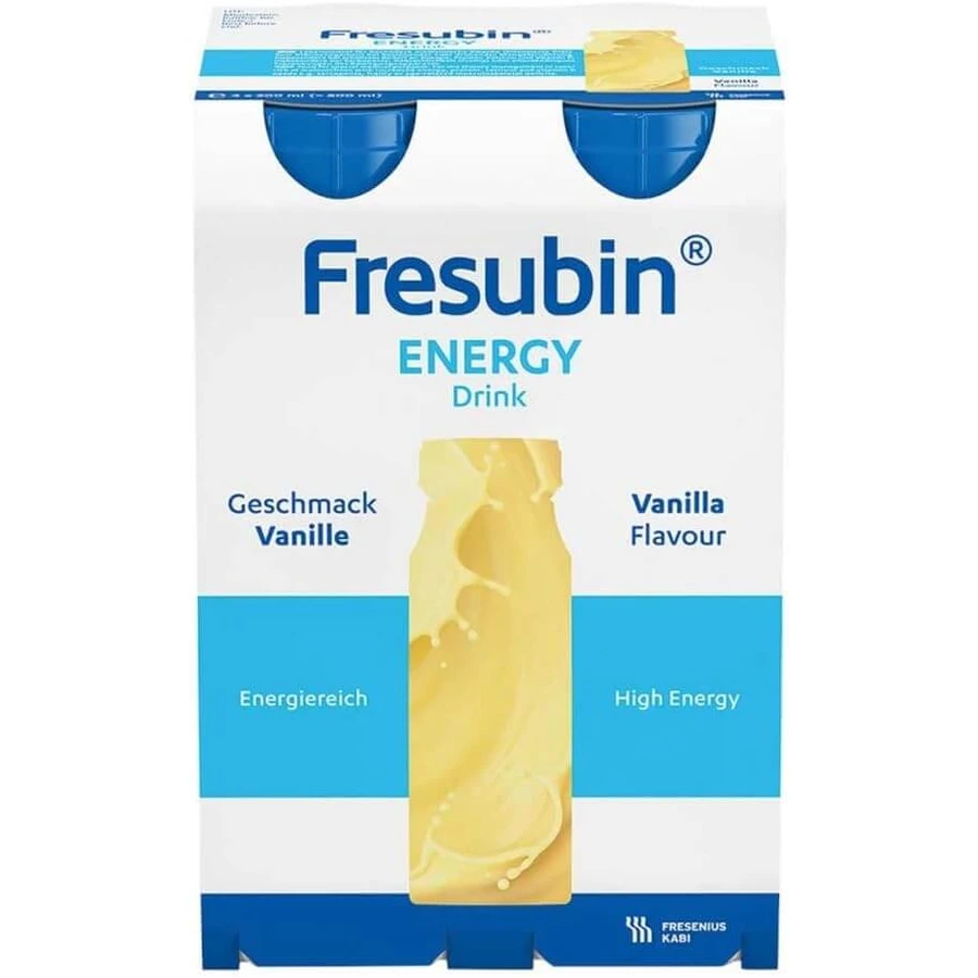 Fresubin Energy Drink, voedingspreparaat, vanillesmaak, 4 x 200 ml