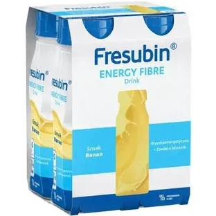 Fresubin Energy Fiber Drink, bebida nutritiva para niños de 1 a 12 años, sabor plátano, 4 x 200 ml