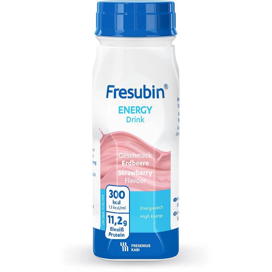 Fresubin Energy Drink, Nährstoffpräparat, Erdbeergeschmack, 4x200 ml