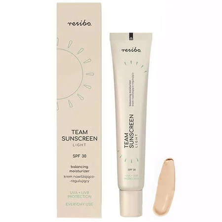 Resibo Team Zonnebrandcrème, hydraterende en regulerende crème, SPF 30, licht, 40 ml 