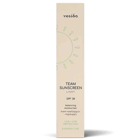 Resibo Team Zonnebrandcrème, hydraterende en regulerende crème, SPF 30, licht, 40 ml 