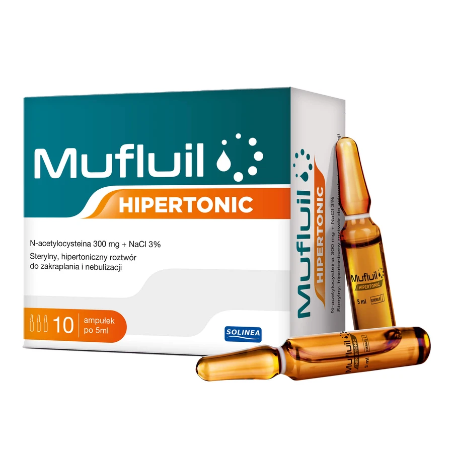 Mufluil Hipertonic, hypertone Lösung zum Eintropfen und Vernebeln, 5 ml x 10 Ampullen