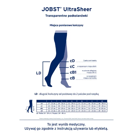 Jobst Ultra Sheer, chaussettes de compression pour le genou, CCL2, bout fermé, taille 3, naturel