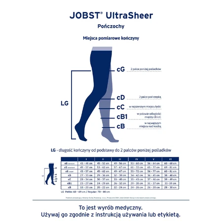 Jobst Ultra Sheer, bas de compression, CCL2, bout fermé, taille 4, noir