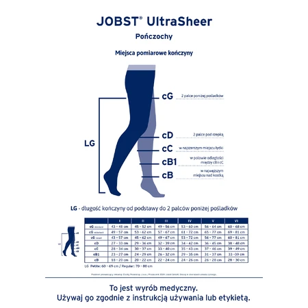 Jobst Ultra Sheer, bas de compression, CCL2, bout fermé, taille 4, naturel