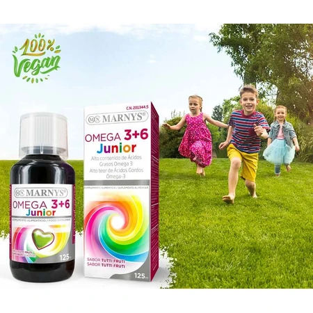 Omega 3+6 Junior, 100% Veganistisch, 125 ml, Marnys