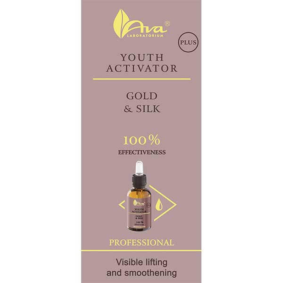 Ava Youth Activator Plus, suero facial de oro y seda, 30 ml Ava Youth Activator Plus, suero facial de oro y seda, 30 ml