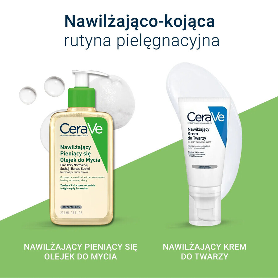CeraVe, aceite espumoso hidratante con ceramidas para el lavado, 236 ml