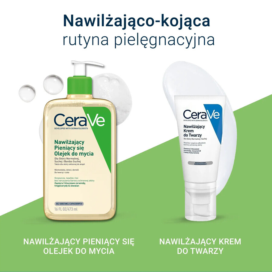 CeraVe, moisturizing foaming oil with ceramides for washing, 473 ml