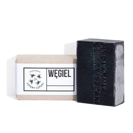 Four Szpaki, jabón en barra para pieles con tendencia acneica, carbón activo, 110 g