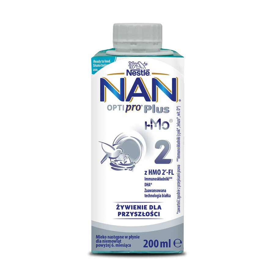 Buy Nestle NAN Optipro Plus 2 HM-O, ready-to-drink follow-on milk for infants over 6 months, 200 ml Nestle NAN Optipro Plus 2 HM-O, ready-to-drink follow-on milk for infants over 6 months, 200 ml