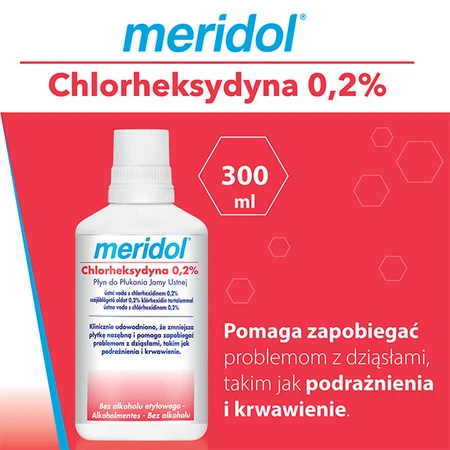 Meridol Chloorhexidine 0,2%, mondspoeling, alcoholvrij, 300 ml