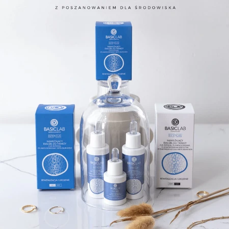BasicLab Esteticus, hydraterende emoe-gel voor het gezicht met ectoïne 4%, revitaliserend en verzachtend, 30 ml