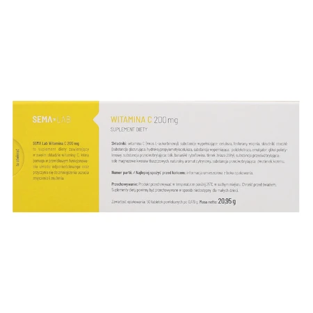 SEMA Lab Vitamine C 200 mg, 50 comprimés pelliculés