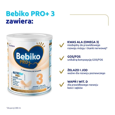 Bebiko Pro+ 3 Nutriflor Pro+, modified milk, over 1 year, 700 g