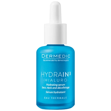 Dermedic Hydrain 3 Hialuro, sérum hydratant pour le visage, le cou et le décolleté, peaux déshydratées et sèches, 30 ml