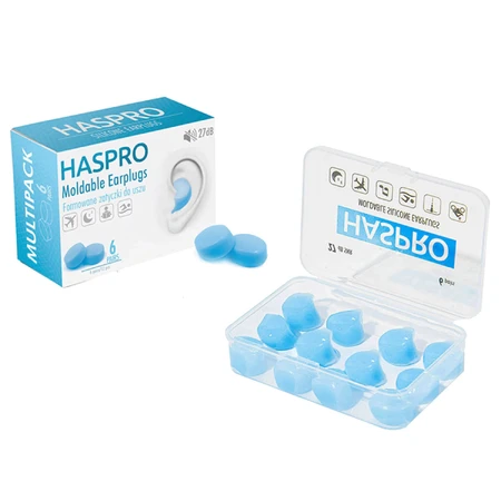 Haspro, gegoten oordopjes, blauw, 12 stuks