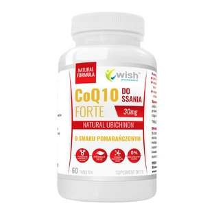 Wish CoQ10 Forte 30 mg, ubiquinona natural, sabor naranja, 60 pastillas