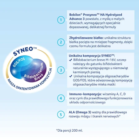Bebilon Prosyneo HA gehydrolyseerd Advance 3, gemodificeerde melk, na 1 jaar, 400 g