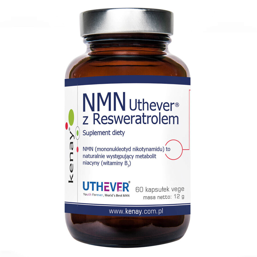 Kenay NMN Uthever with Resveratrol, 60 vegetarian capsules