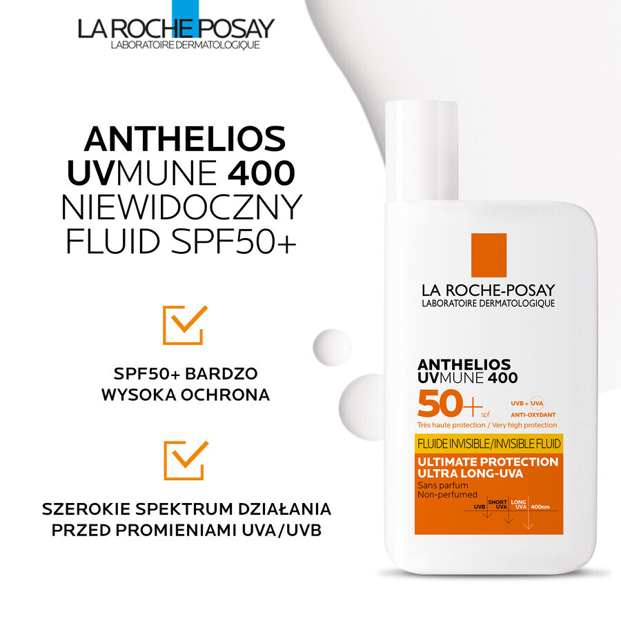 La Roche-Posay Anthelios UVMune 400, invisible protective fluid, SPF 50+, 50 ml