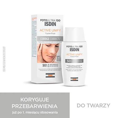 Isdin Fotoultra 100 Active Unify, fluido corrector de decoloración, SPF 50+, 50 ml