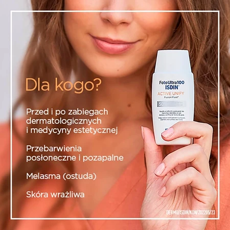 Isdin Fotoultra 100 Active Unify, fluido corrector de decoloración, SPF 50+, 50 ml