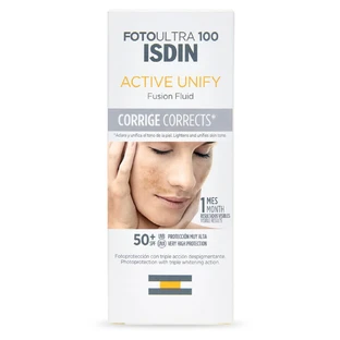 Isdin Fotoultra 100 Active Unify, fluido corrector de decoloración, SPF 50+, 50 ml