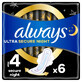 Always Ultra Secure Night, Damenbinden mit Fl&#252;geln, Gr&#246;&#223;e 4, 6 St&#252;ck
