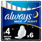 Always Secure Night, Damenbinden mit Fl&#252;geln, Gr&#246;&#223;e 4, Maxi, 6 St&#252;ck