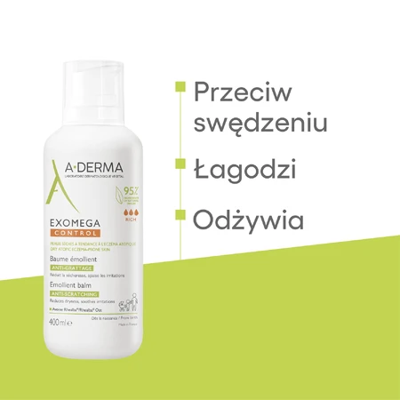 A-Derma Exomega Control, verzachtende lotion, droge en atopiegevoelige huid, vanaf dag 1, 400 ml
