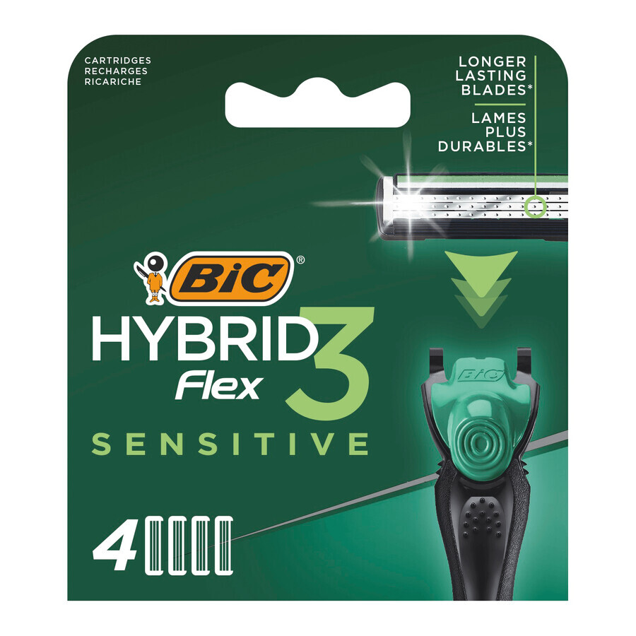 Buy BIC Flex 3 Hybrid Sensitive, exchangeable refills, 4 pieces BIC Flex 3 Hybrid Sensitive, exchangeable refills, 4 pieces