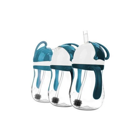 AKUKU biberon paille avec poids, bleu et blanc, A0166, à partir de 9 mois, 280 ml