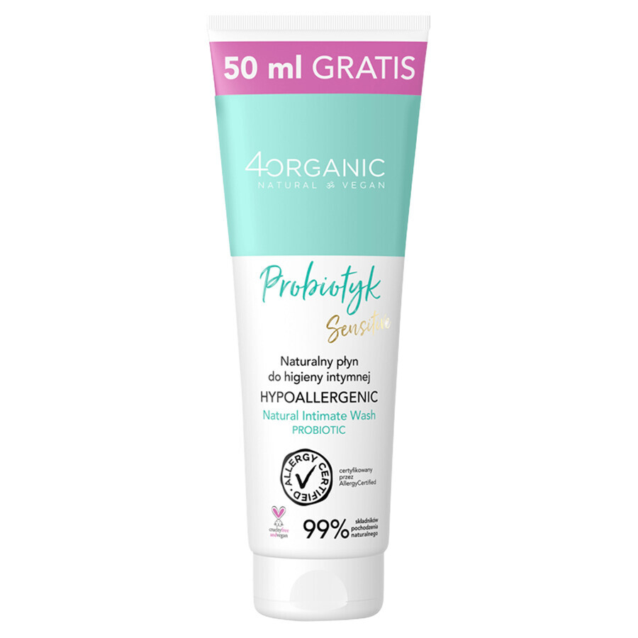 Buy 4Organic Probiotic, natural lotion for intimate hygiene, 200 ml + 50 ml free 4Organic Probiotic, natural lotion for intimate hygiene, 200 ml + 50 ml free