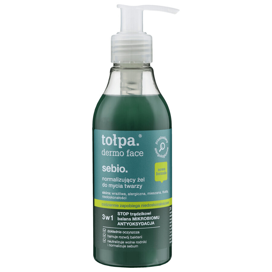 Boutique Tolpa Dermo Face Sebio, Gel nettoyant normalisant pour le visage, 195 ml Tolpa Dermo Face Sebio, Gel nettoyant normalisant pour le visage, 195 ml