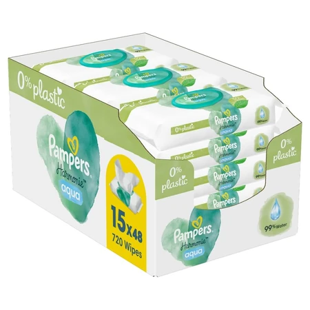 Pampers Harmonie Aqua, vochtige doekjes, 15 x 48 stuks