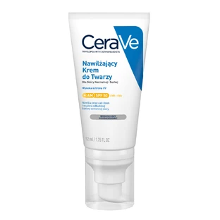 CeraVe, crema facial hidratante con ceramidas, piel normal y seca, SPF 50, 52 ml