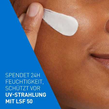 CeraVe, crema facial hidratante con ceramidas, piel normal y seca, SPF 50, 52 ml