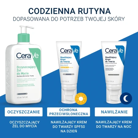 CeraVe, crema facial hidratante con ceramidas, piel normal y seca, SPF 50, 52 ml
