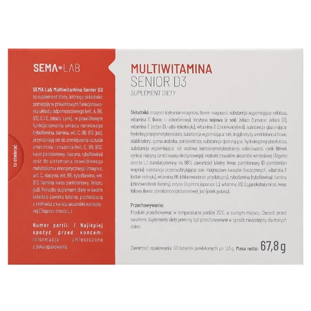 SEMA Lab Multivitamina Senior D3, 60 comprimidos recubiertos