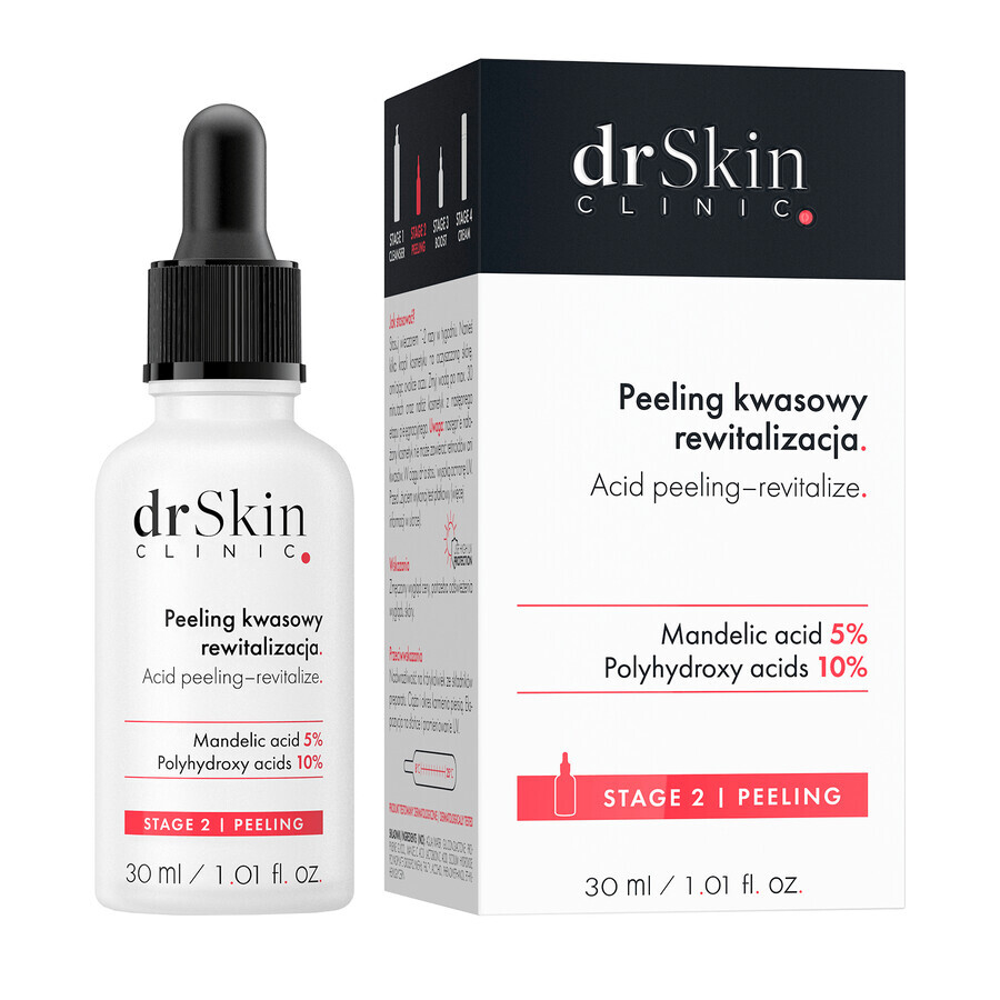 Acquista DrSkin Clinic, Peeling acido, Rivitalizzante, acido mandelico 5%, poliidrossiacidi 10%, 30 ml DrSkin Clinic, Peeling acido, Rivitalizzante, acido mandelico 5%, poliidrossiacidi 10%, 30 ml