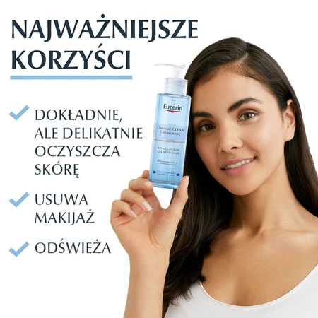 Eucerin DermatoClean [Hyaluron], gel nettoyant pour le visage pour les peaux normales, mixtes et sensibles, 200 ml
