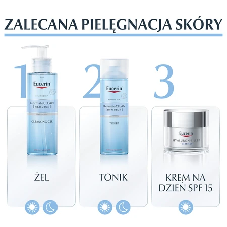 Eucerin DermatoClean [Hyaluron], gel nettoyant pour le visage pour les peaux normales, mixtes et sensibles, 200 ml